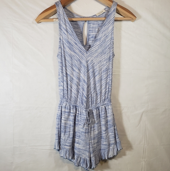 Beautiful blue and white romper made in the USA. Pictures include measurements. - Picture 1 of 7